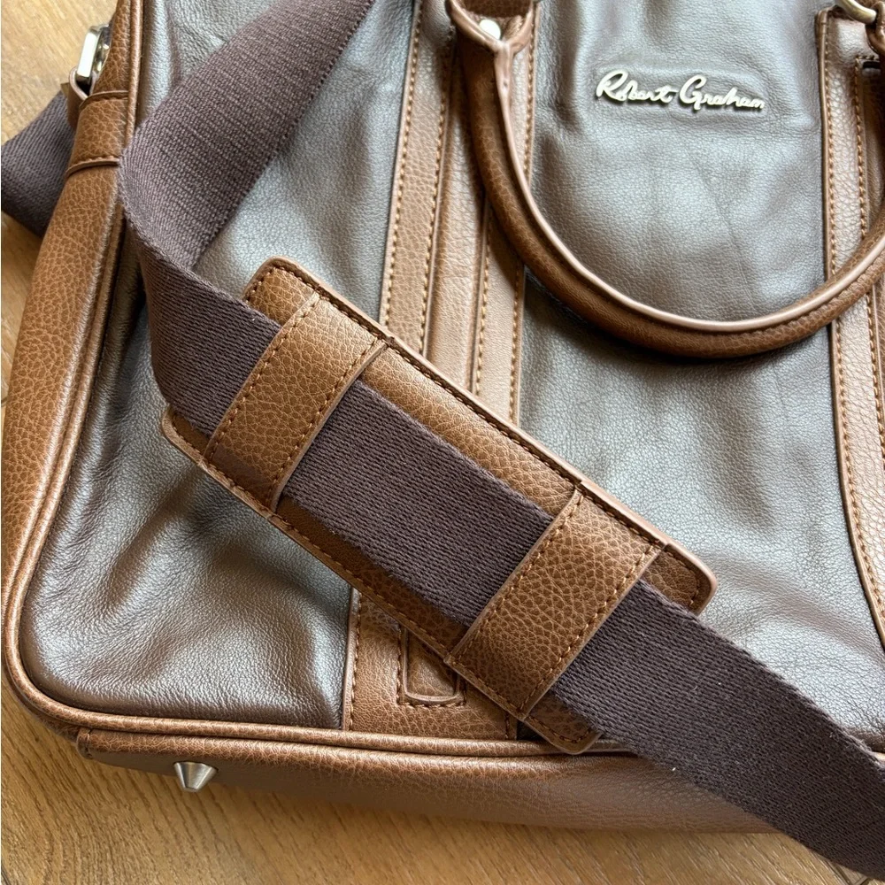 Robert Graham Two-Tone Brown Leather Laptop Briefcase retails $358!
